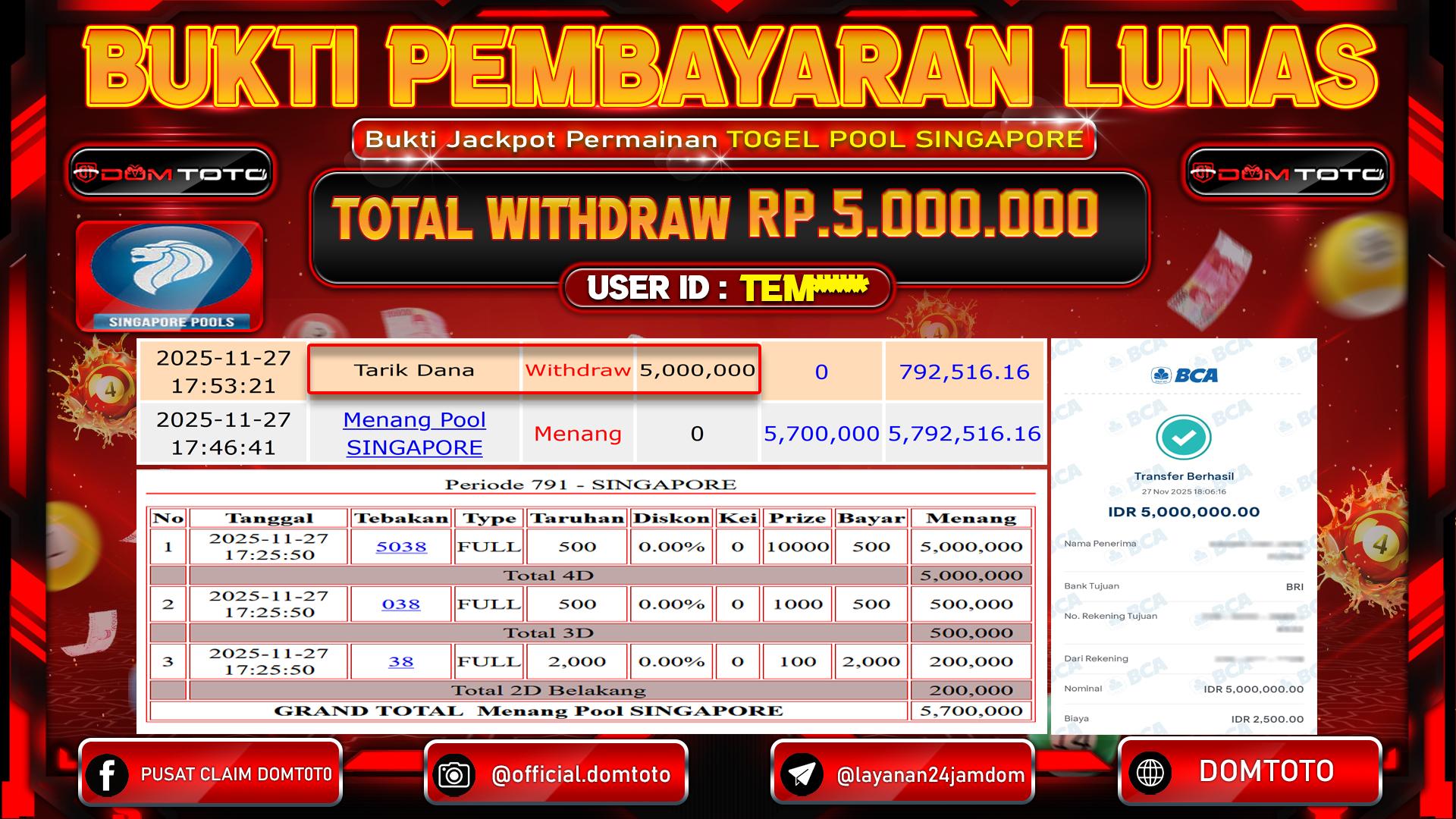 JACKPOT TOGEL Pool SINGAPORE NOVEMBER 2025